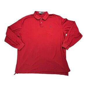 Polo Ralph Lauren Shirt Mens XXL Red Long Sleeve Pique Cotton Pony Logo Preppy